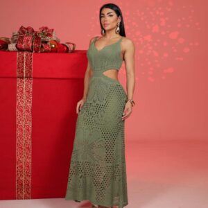 vestido longo tricot